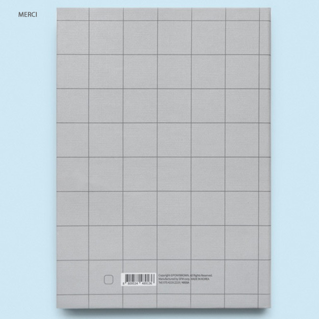 Merci - Cute illustration hardcover medium lined and plain notebook