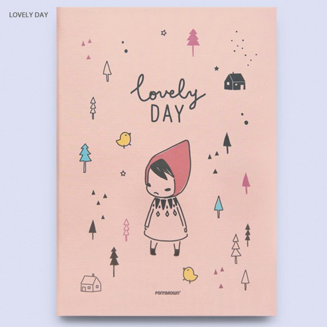 Lovely day - Cute illustration hardcover medium lined and plain notebook