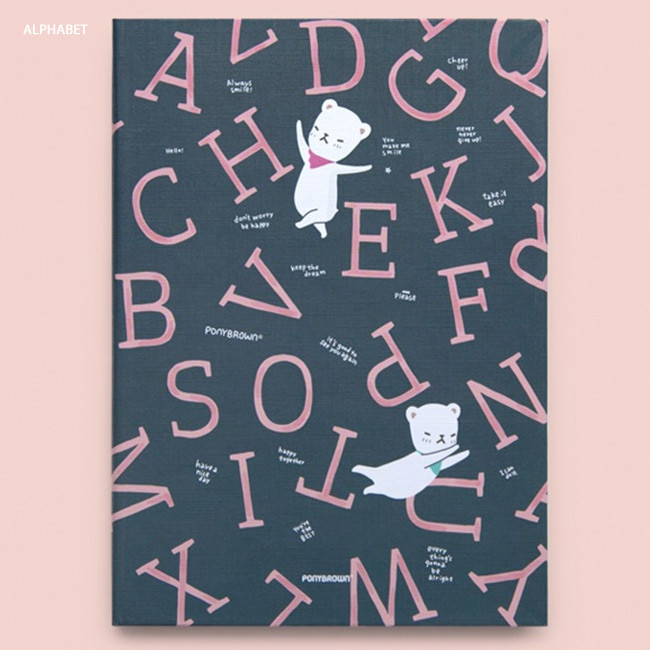 Alphabet - Cute illustration hardcover medium lined and plain notebook