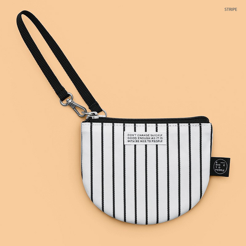 Stripe - BNTP Semicircle small zipper pouch with strap