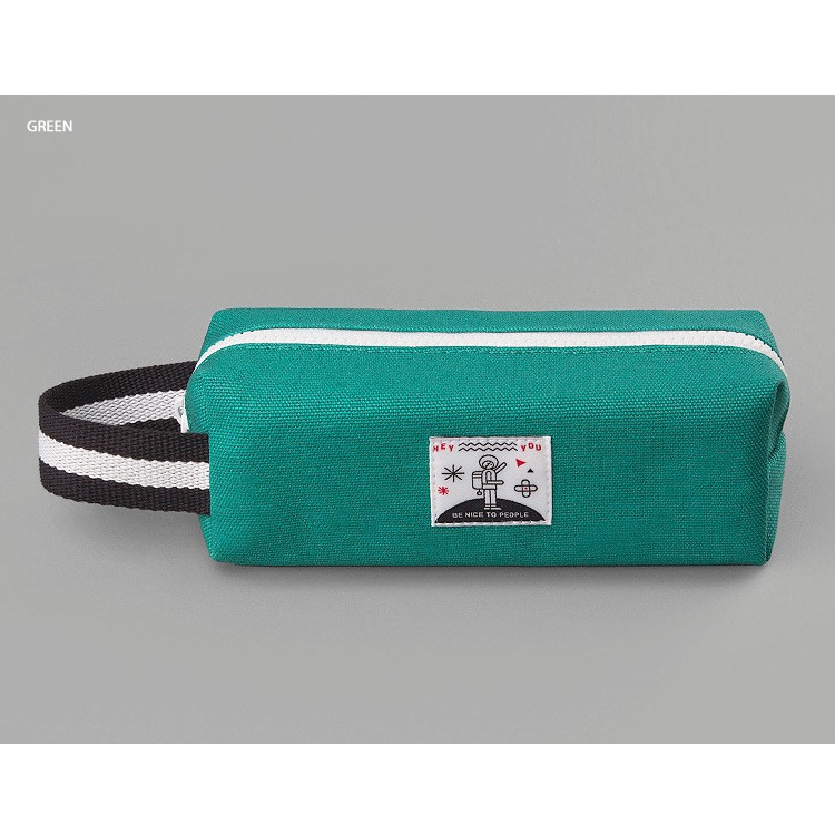 Green - BNTP Hey you zipper pencil case with strap