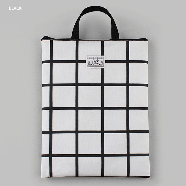 Black - BNTP Coated cotton large document tote bag