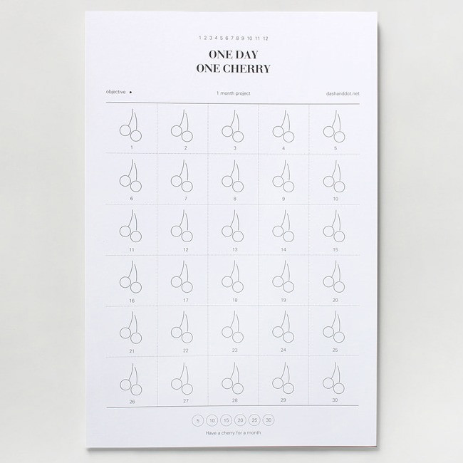 One day one cherry 30 days goal planning tracker