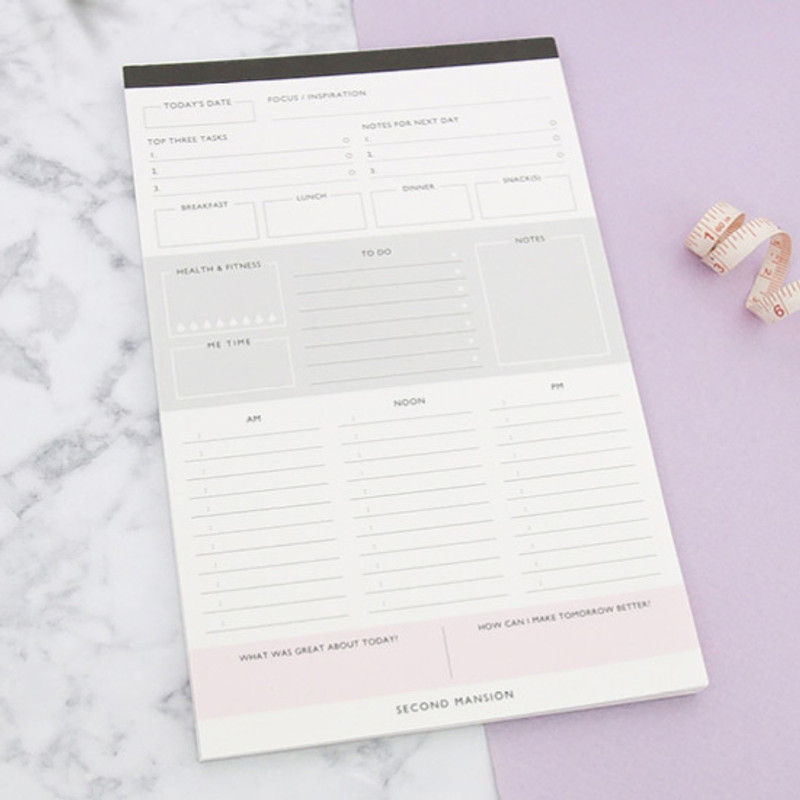 A5 size daily notepad planner A5 size daily notepad planner