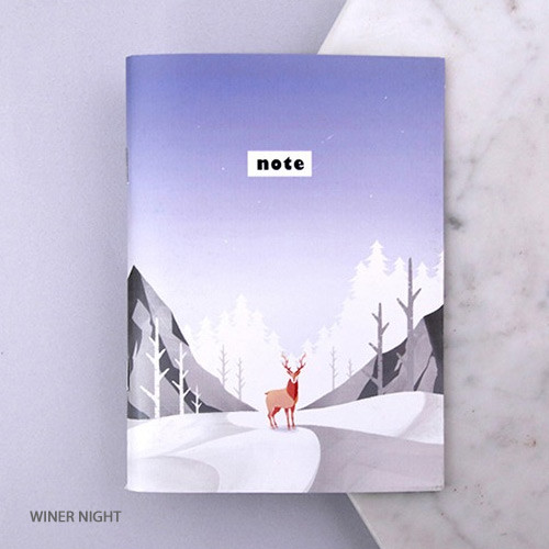 Winter night - Illustration mini small lined notebook