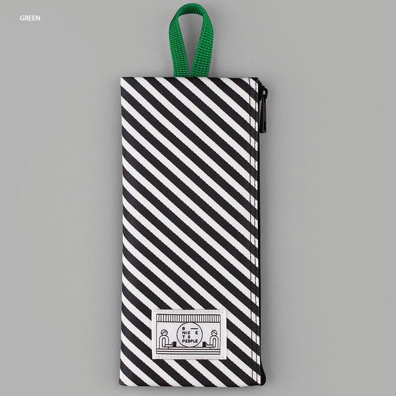 Green - BNTP Coated long cotton zipper pouch pencil case