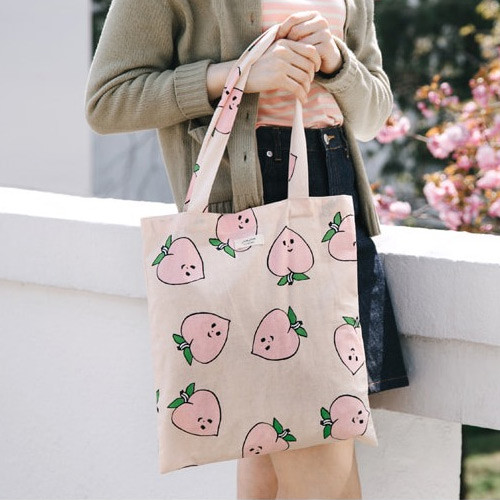 Peach - Livework Jam Jam pattern daily shoulder tote bag ver2