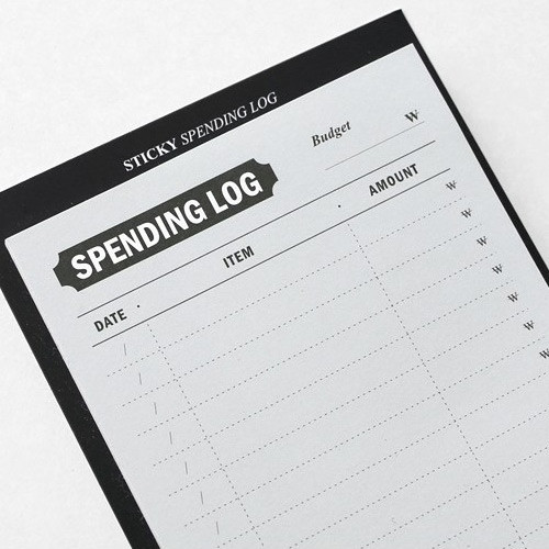 Spending log expense tracker sticky notepad 