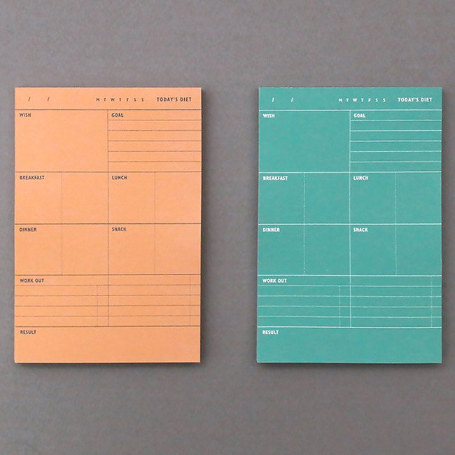 Today's diet schedule notepad