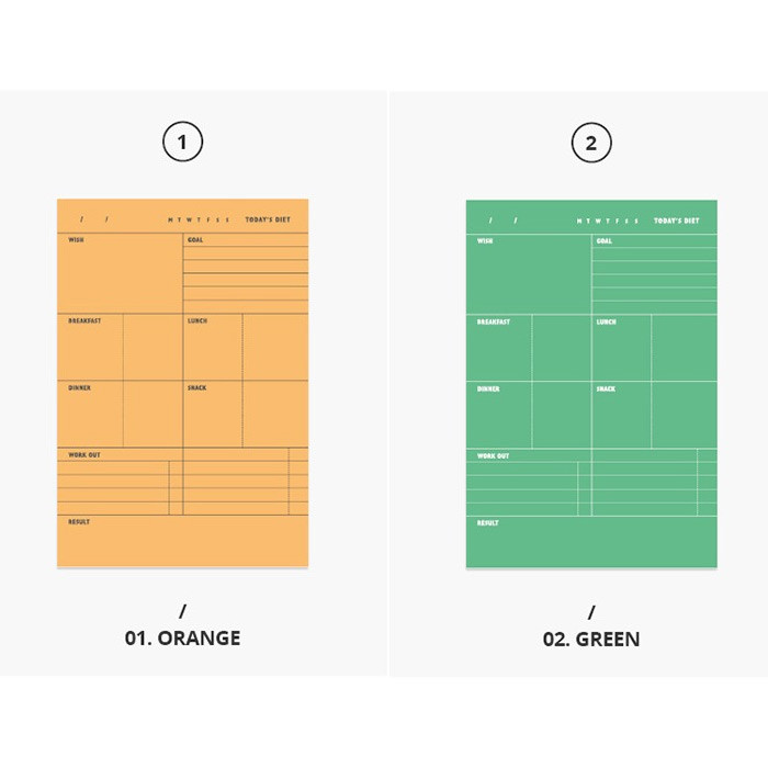 Today's diet schedule notepad