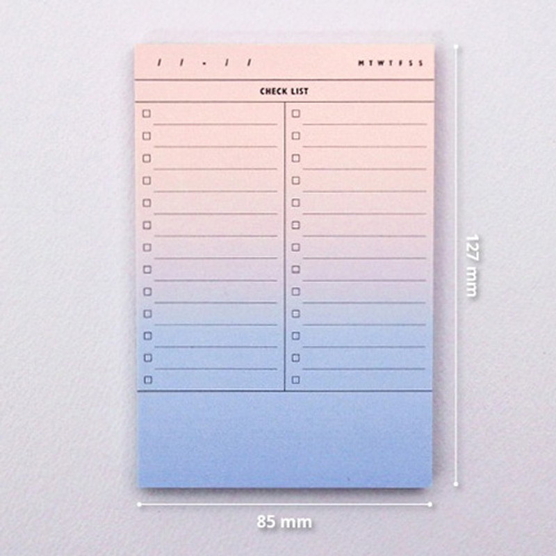 Size of Checklist plan memo notepad Size of Checklist plan memo notepad