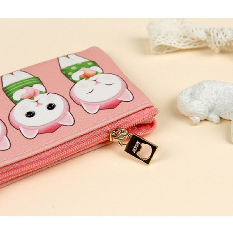 Peach hood - Jetoy Choo Choo cat flat zipper card case Peach hood - Jetoy Choo Choo cat flat zipper card case
