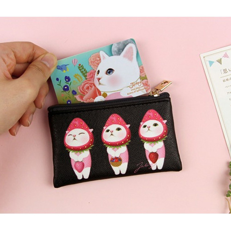 Berry choo - Jetoy Choo Choo cat flat zipper card case Berry choo - Jetoy Choo Choo cat flat zipper card case