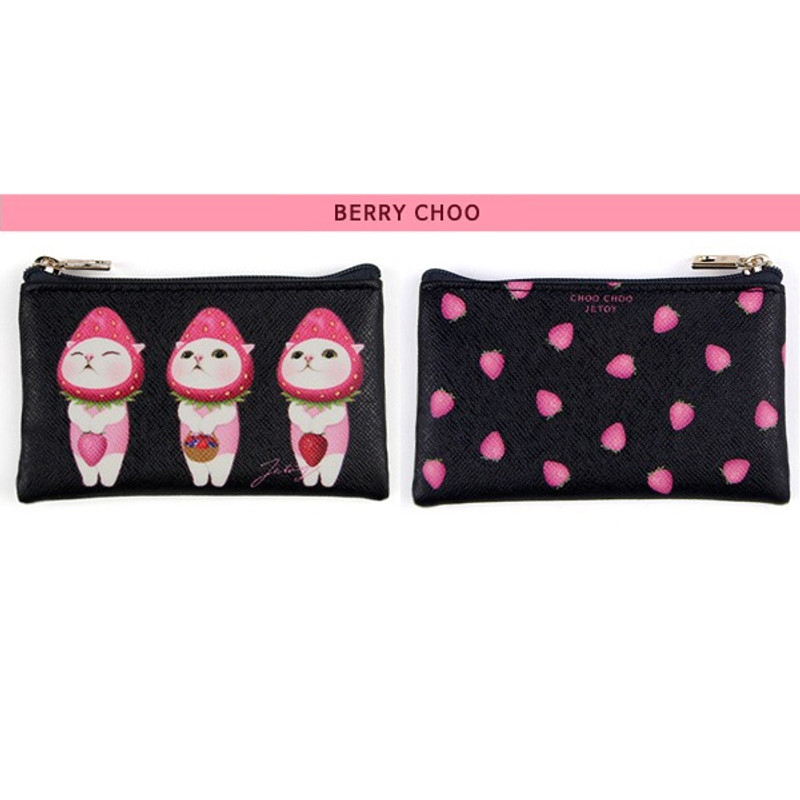 Berry choo - Jetoy Choo Choo cat flat zipper card case Berry choo - Jetoy Choo Choo cat flat zipper card case