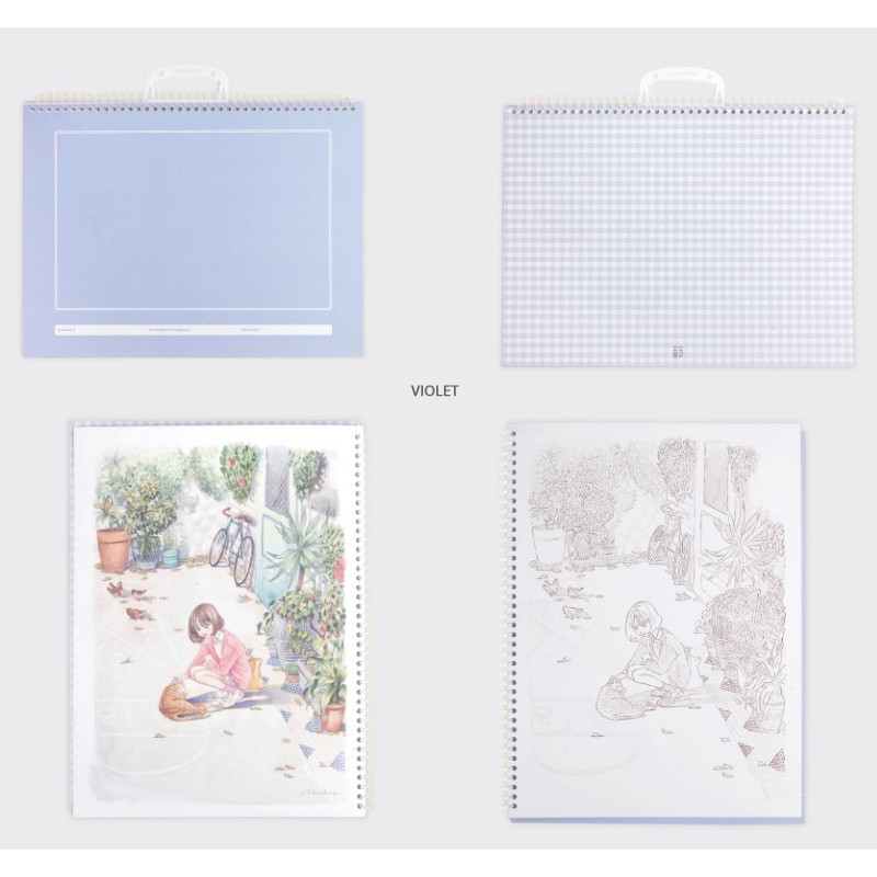 Violet - SOSOMOONGOO Time together large spiral drawing notebook