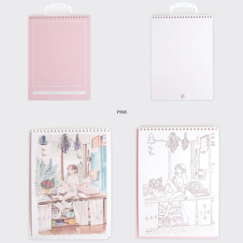 Pink - SOSOMOONGOO Time together medium spiral drawing notebook