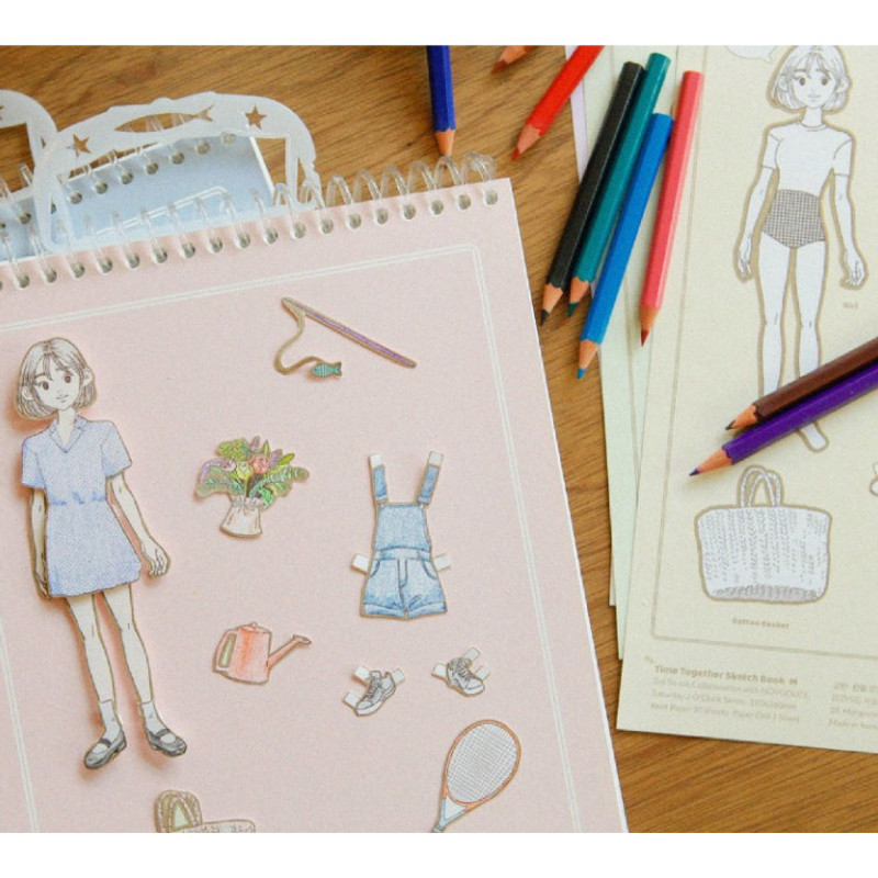 Paper doll - SOSOMOONGOO Time together medium spiral drawing notebook