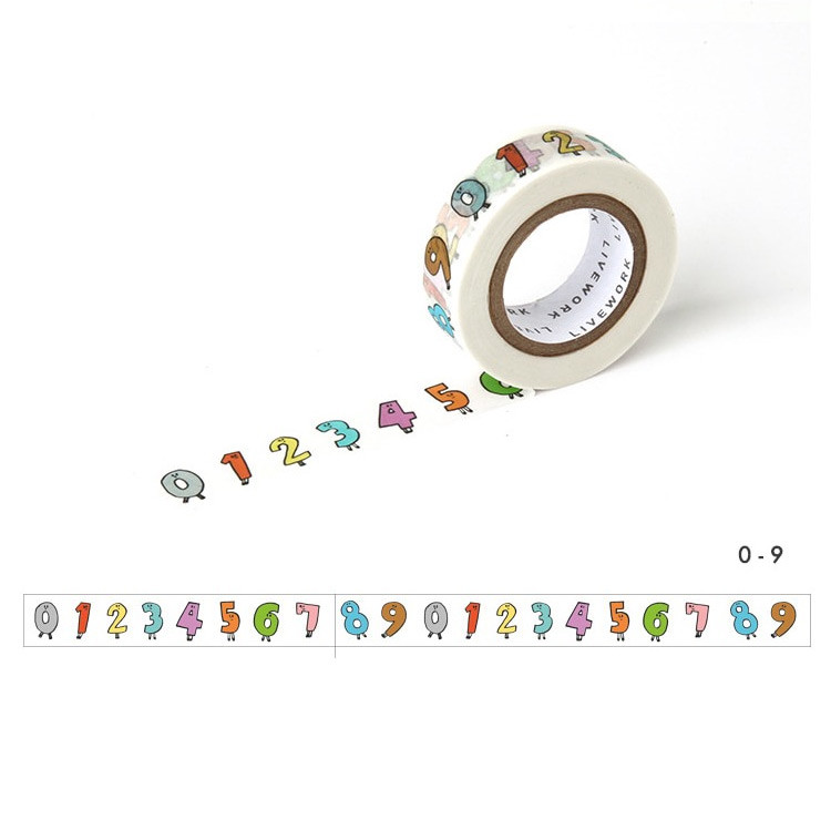 Livework Jam Jam number 0 - 9 single deco masking tape