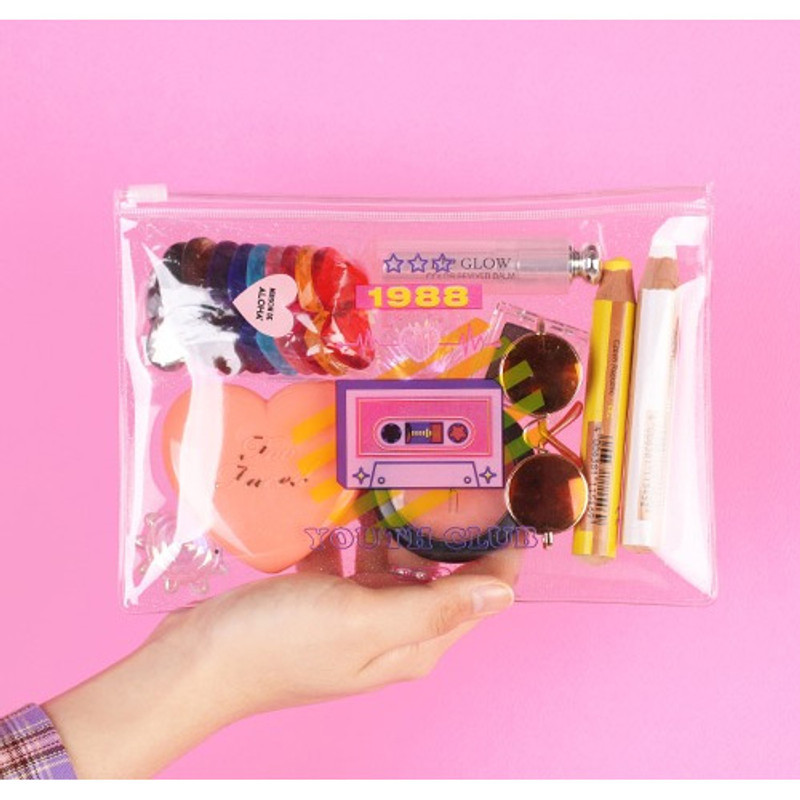 After The Rain 1988 retro clear zip lock medium pouch