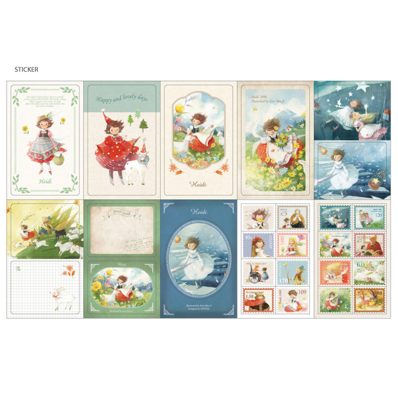 Sticker - Heidi small postcard with stickers