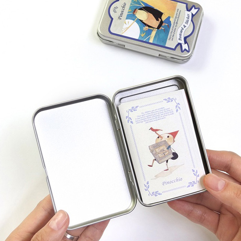 Tin case - Pinocchio small postcard with stickers Tin case - Pinocchio small postcard with stickers
