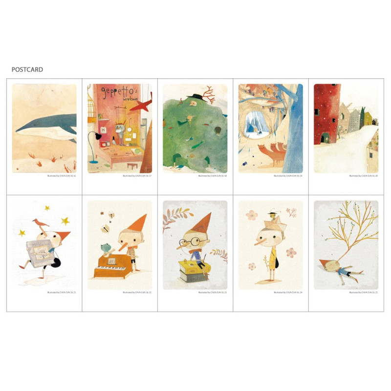 Pinocchio small postcard with stickers Pinocchio small postcard with stickers
