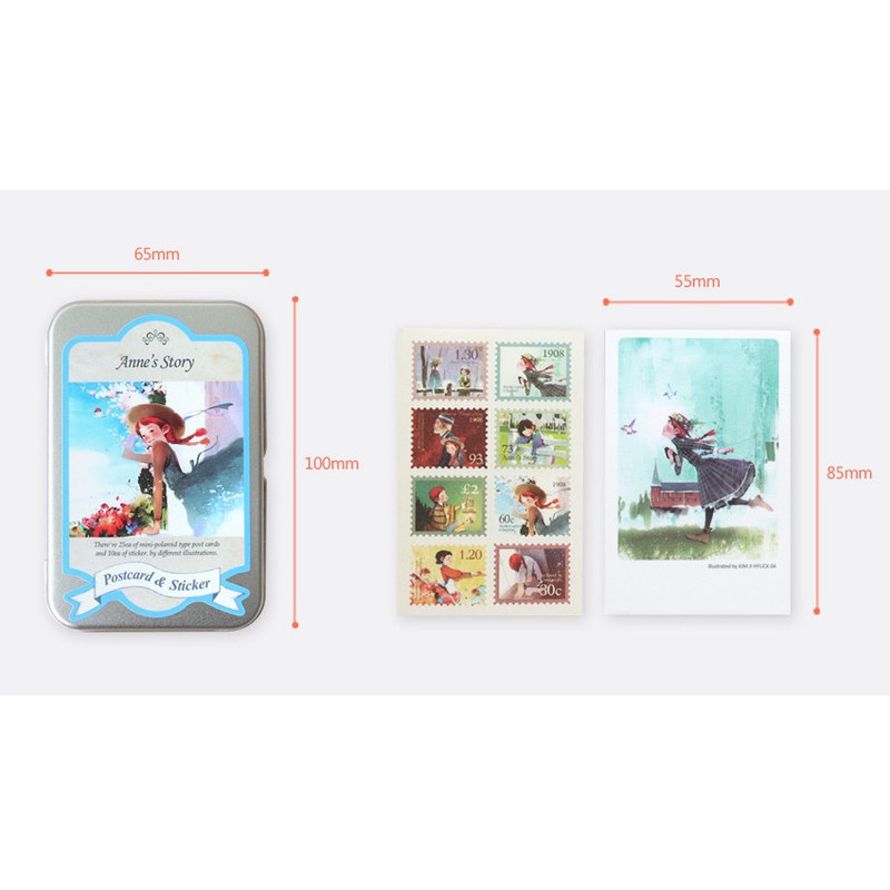 Size - Indigo Anne small postcard with stickers