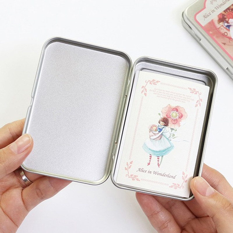 Tin case - Indigo Alice small postcard with stickers Tin case - Indigo Alice small postcard with stickers