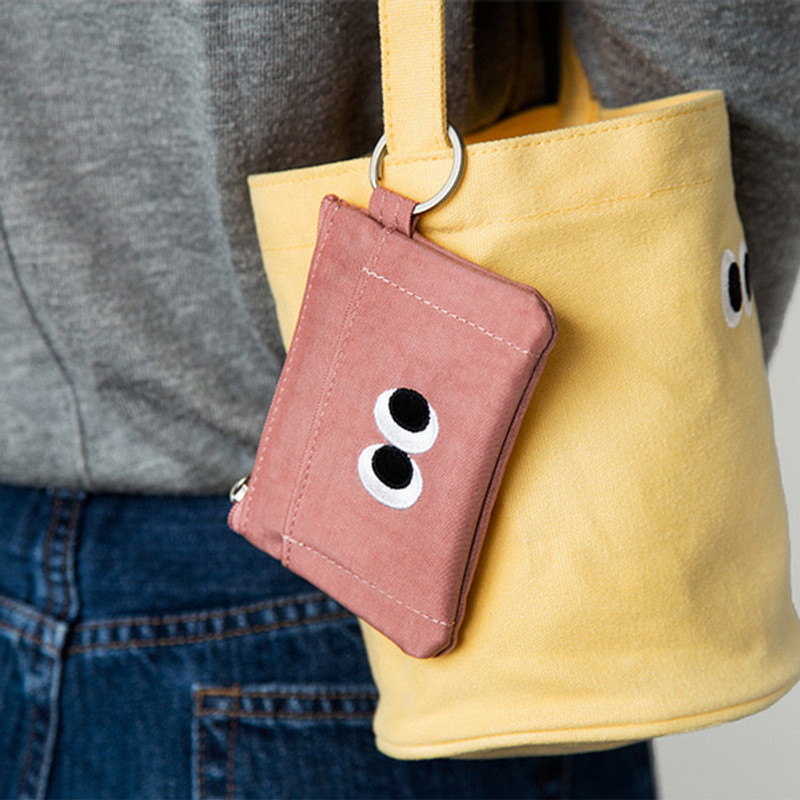 Pink - Livework Som Som stitching card case with key ring ver2