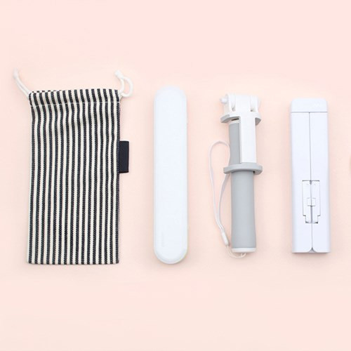 Black - Bookfriends Stripe small drawstring pouch