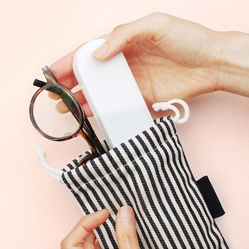 Black - Bookfriends Stripe small drawstring pouch