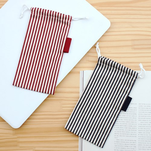 Bookfriends Stripe small drawstring pouch