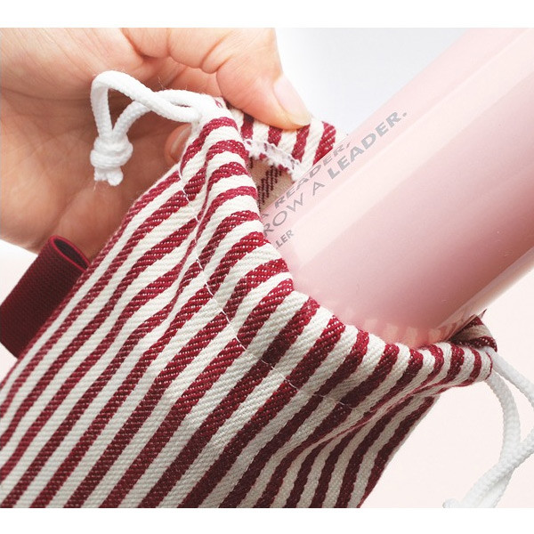 Red - Bookfriends Stripe small drawstring pouch