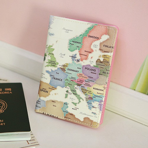 Pastel - Indigo World map pattern passport cover case holder