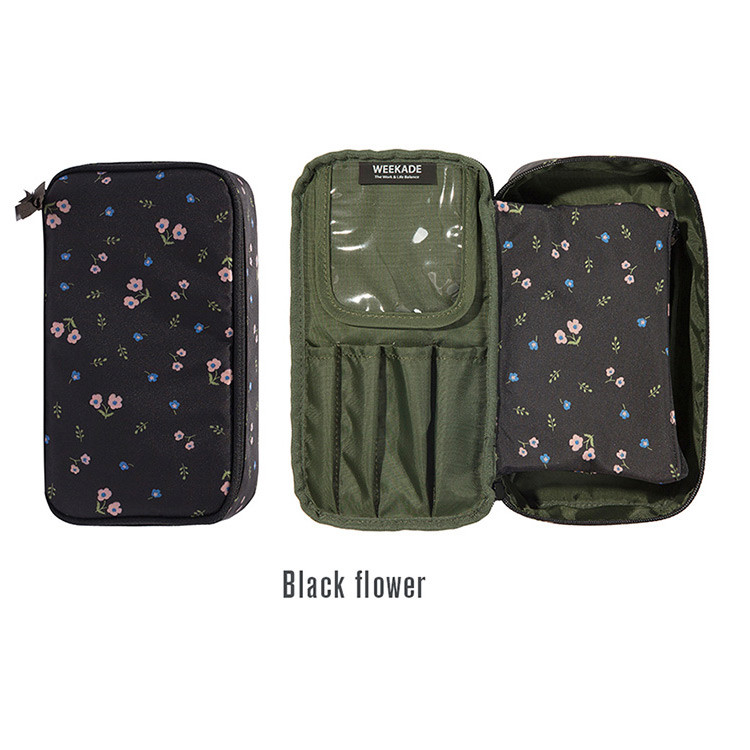 Black - Antenna shop Weekade botanical cosmetic beauty makeup pouch