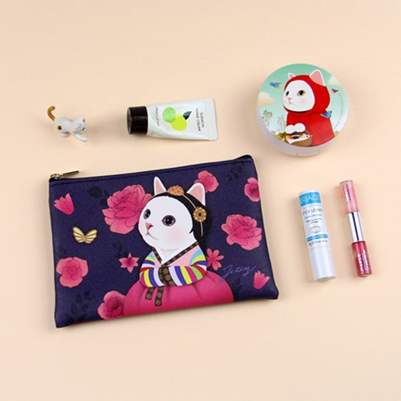 Jetoy Choo Choo cat slim zipper pouch - Wori Jetoy Choo Choo cat slim zipper pouch - Wori