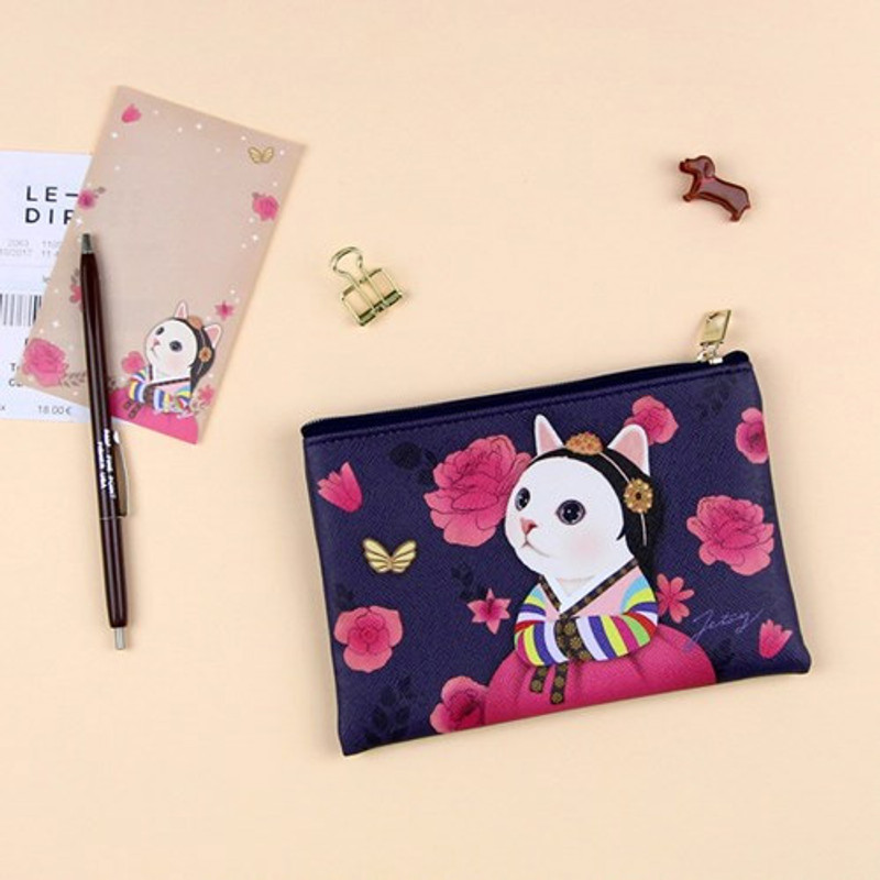 Jetoy Choo Choo cat slim zipper pouch - Wori Jetoy Choo Choo cat slim zipper pouch - Wori