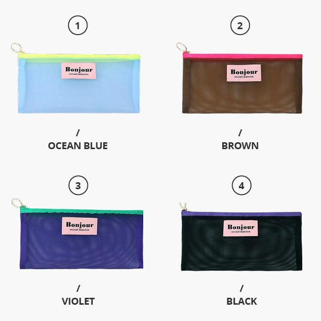 Option - Second Mansion Bonjour slim mesh zipper flat pouch