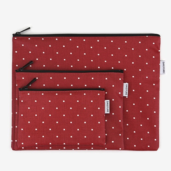 Dailylike Laminated cotton fabric zipper pouch - Red window