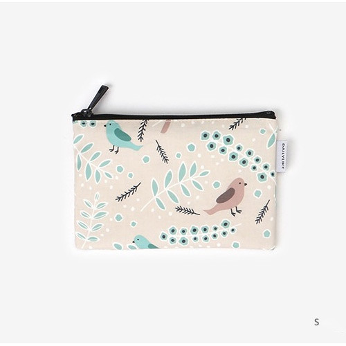 Small - Laminated cotton fabric zipper pouch - Air in forest