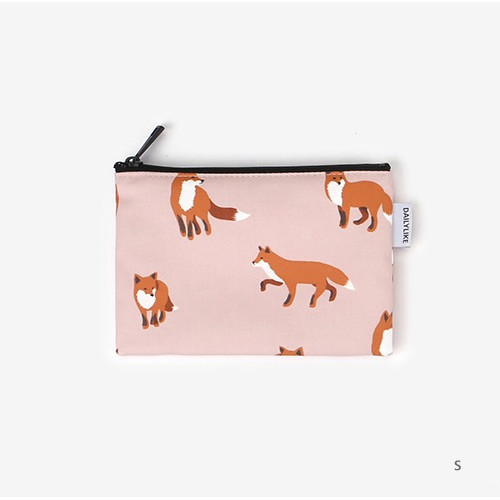 Small - Laminated cotton fabric zipper pouch - Winter fox