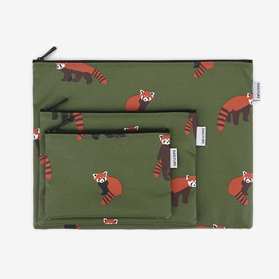 Dailylike Laminated cotton fabric zipper pouch - Lesser panda