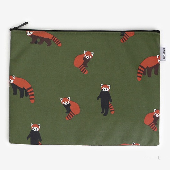 Large - Laminated cotton fabric zipper pouch - Lesser panda