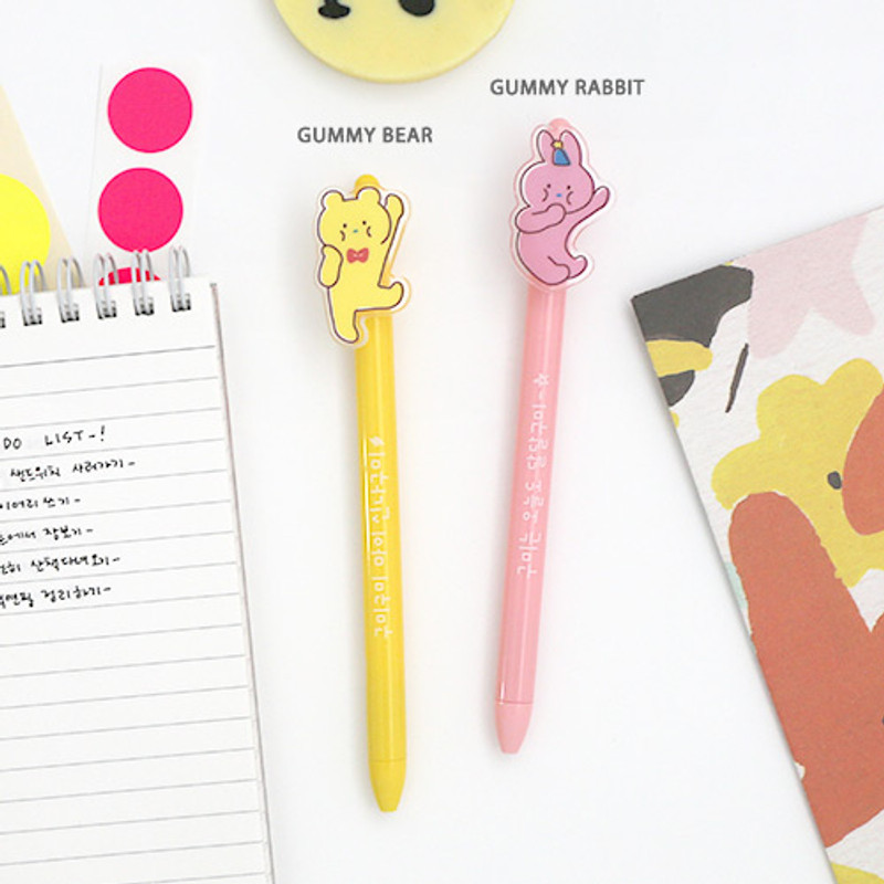 Gummy bear and Gummy rabbit - Acrylic black gel pen 0.5mm Gummy bear and Gummy rabbit - Acrylic black gel pen 0.5mm