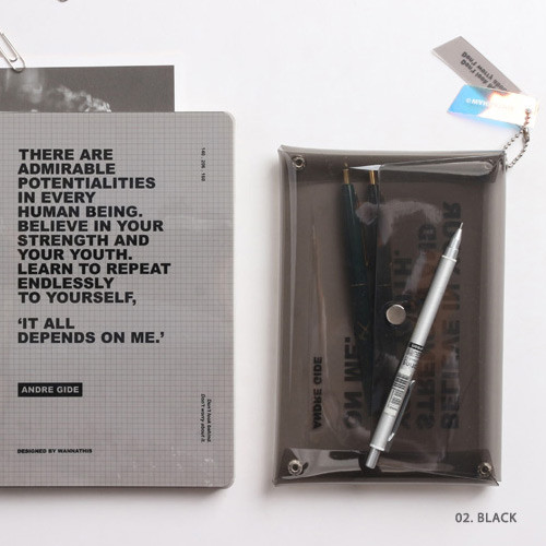 02 Black - Wanna This Square clear pocket folding pouch bag