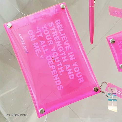 04 Neon pink - Square clear pocket folding pouch bag