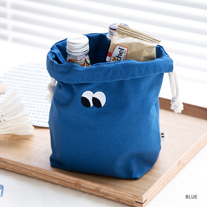 Blue - Livework Som Som stitching drawstring pouch Blue - Livework Som Som stitching drawstring pouch