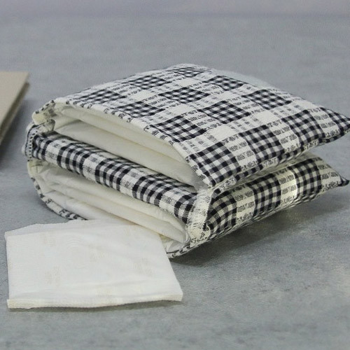 Bonjour check pattern sanitary pad holder cotton pouch