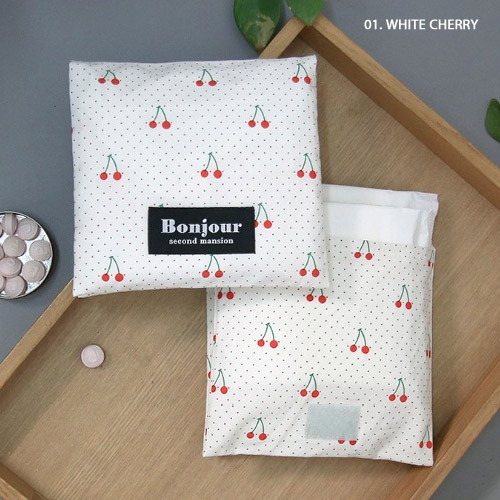 01 White cherry - women's pad pouch cotton pouch