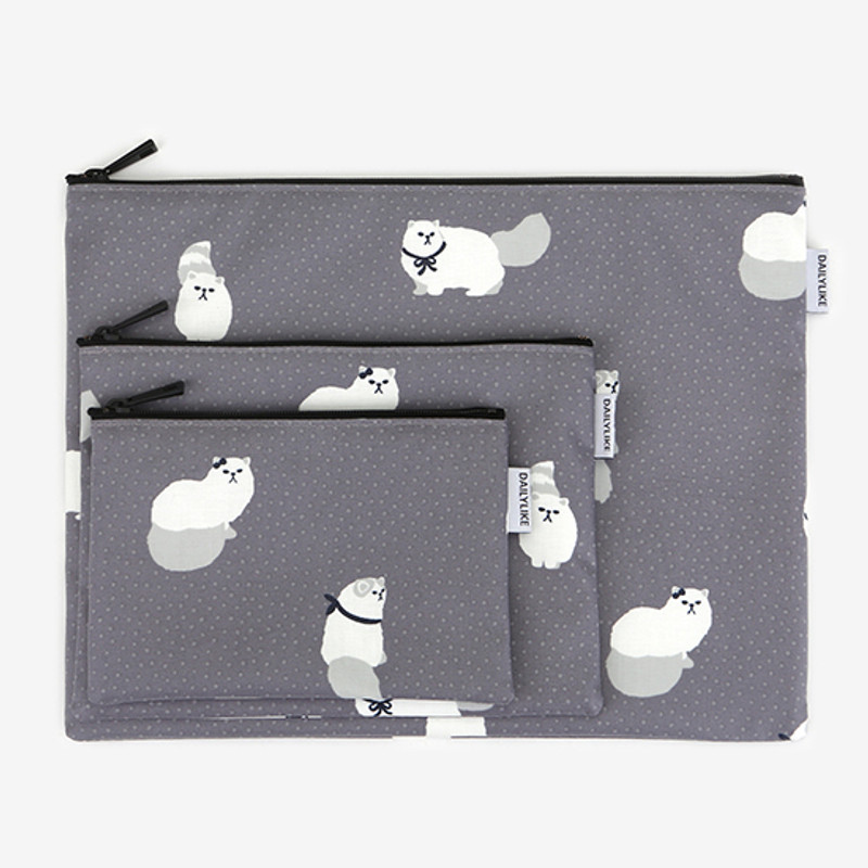 Dailylike Laminated cotton fabric zipper pouch - Persian cat Dailylike Laminated cotton fabric zipper pouch - Persian cat